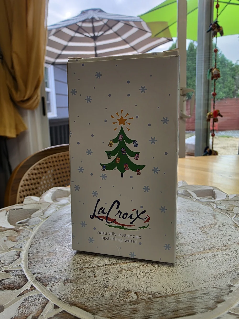 LaCroix Hi-Biscus sparkling water glass ornament